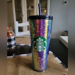 Starbucks Iridescent Sequin Tumbler with Straw